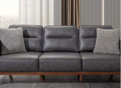 Moderner Grauer 3-Sitzer Polstermöbel Luxus Ledersofas Wohnzimmer Möbel